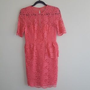 Whistles pink lace peplum dress 6